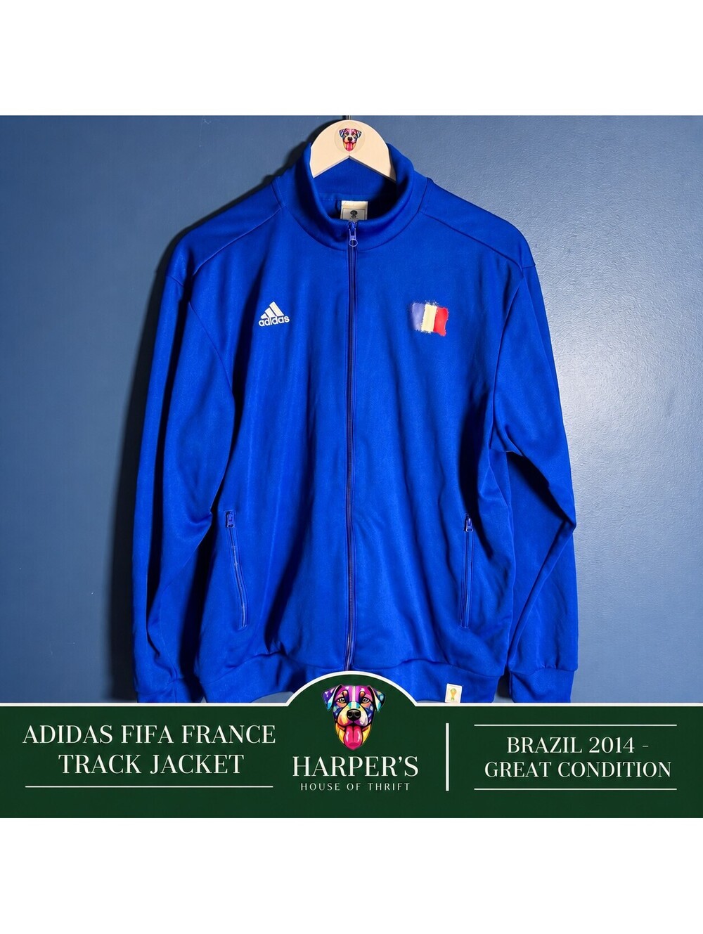 Adidas FIFA World Cup 2014 Brazil France Track Jacket Blue Size L
